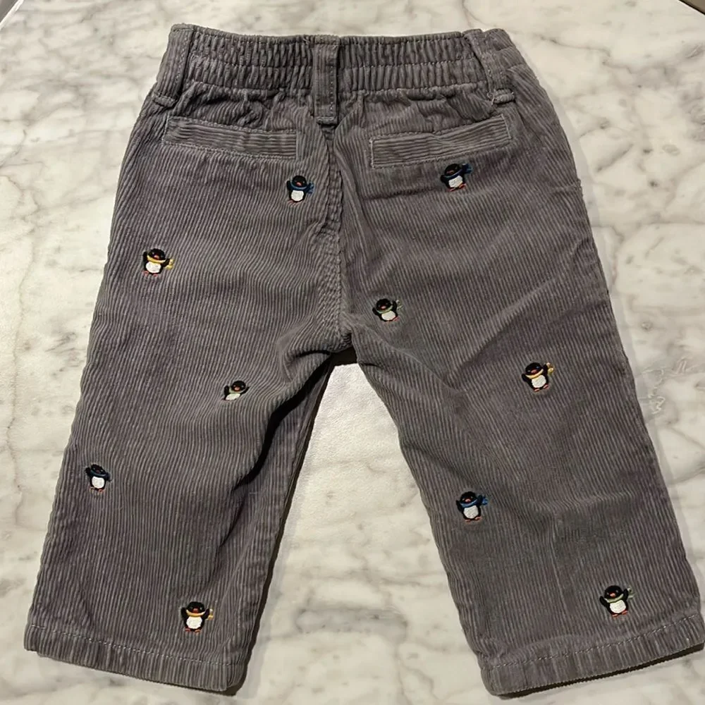 GYMBOREE BOYS SIZE 6-12 MONTHS CORDUROY PANTS WITH PENGUINS